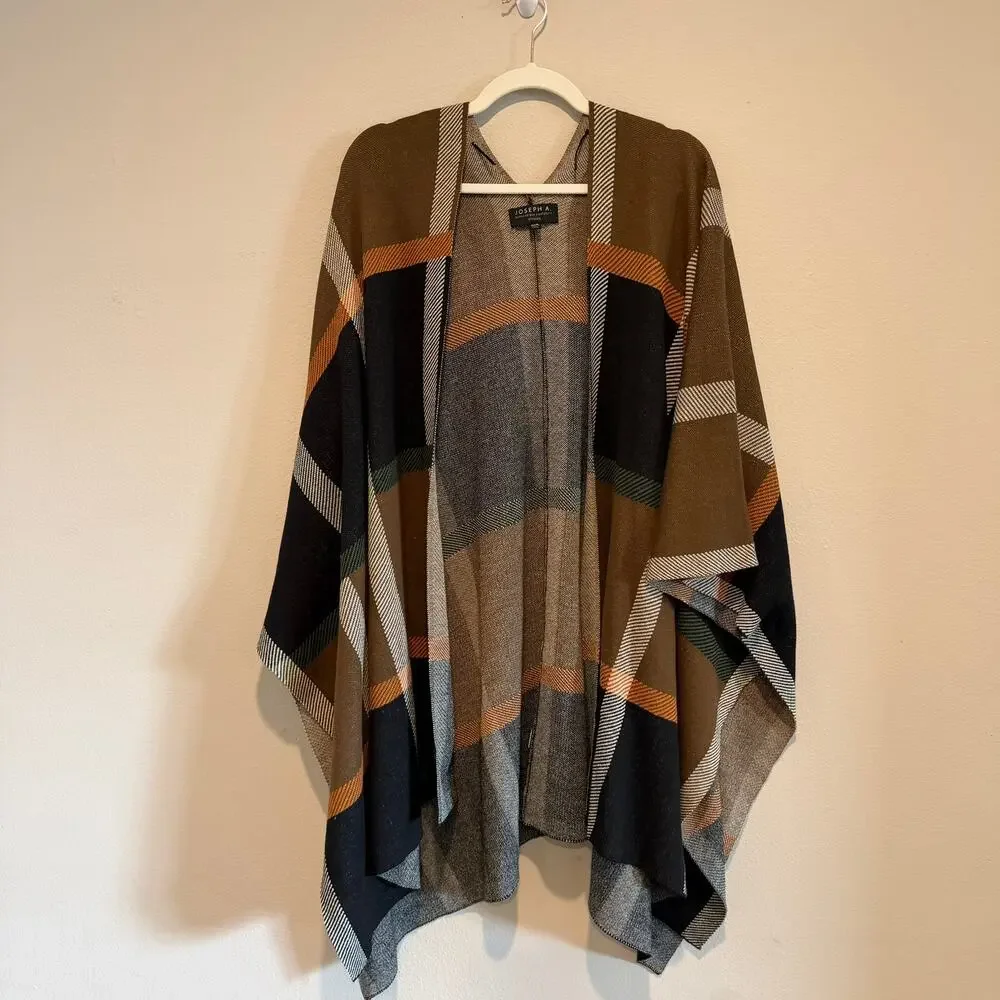 Joseph A. Woven Knit Wrap Top Poncho - One Size - Great!